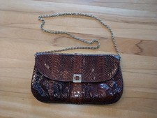 Abendtasche, Handtasche, Leder, kroko, braun, aus Nachlass