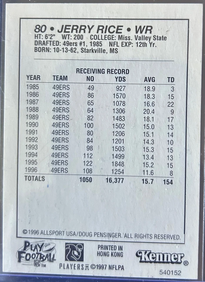 1997 Kenner Starting Lineup Jerry Rice 🔥 49’ers 🔥 HOF Autograph 🔥 Auto 🏈 1/1 - Image 2 of 2
