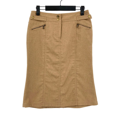 Express Short Pencil Skirt Womens Size 0 Khaki Wool Blend Front Zipper Pockets
