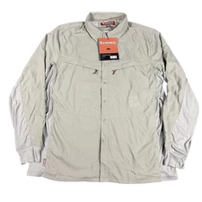 Simms Shirt Mens XL Tan Long Sleeve Fishing Performance Outdoor Quick Dry