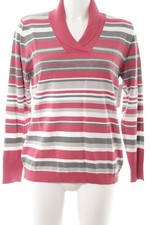 GOLLE HAUG V-Ausschnitt-Pullover Damen Pullover Gr. DE 40 magenta-grau-creme