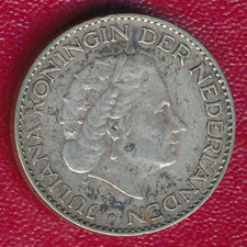 NETHERLANDS 1955 1 GULDEN SILVER COIN **NICELY CIRCULATED** FREE SHIPPING!!