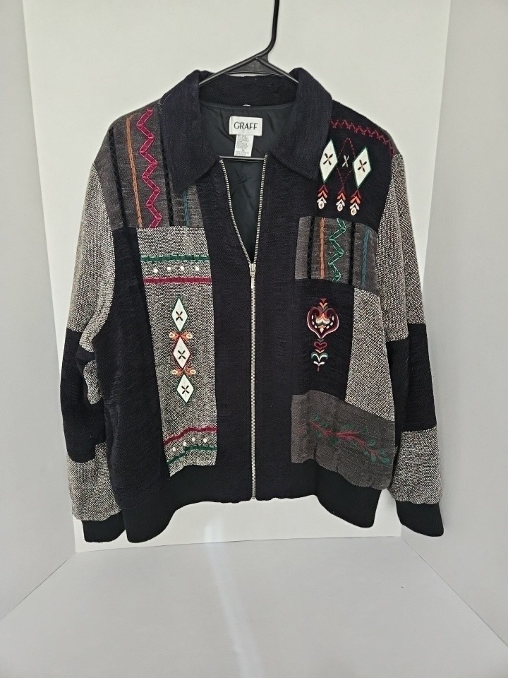 Vintage Graff Patchwork Lined Full Zip Jacket Wom… - image 1