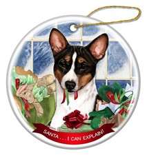 Basenji Tri-Color Dog Porcelain Hanging Ornament Pet one size, Multi Color