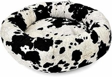 Round Dog Bed   Natural Canvas, Removable Washable Cover, Raw Cotton or Latex