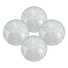4 Pcs 2.4 in Glass Decorative Balls for Bowls, Mosaic Glass Balls, White