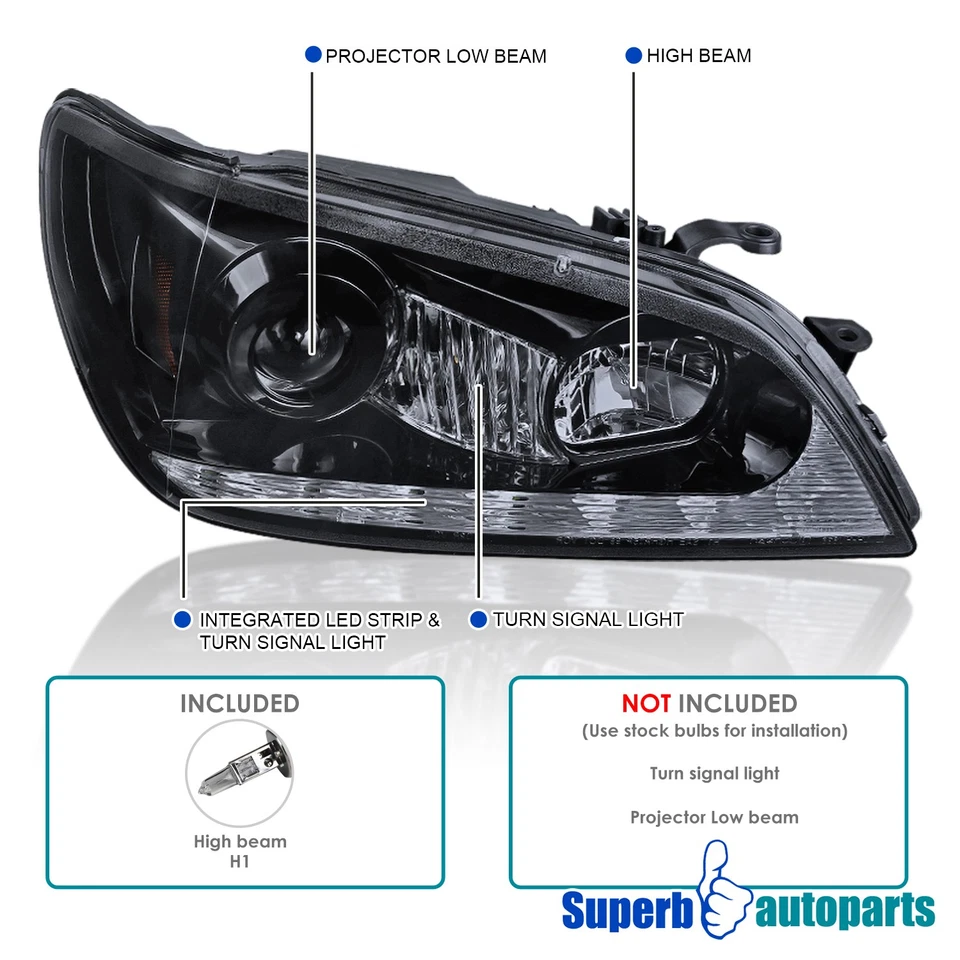 Fits 2001-2005 Lexus IS300 Black Smoke Projector Headlights LED Signal Strip Foto 3 de 4