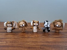 Lote de 5 marionetas de dedo aurora animales 2 tigres cebra 2 leones con etiquetas