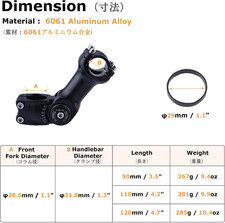 24.5 31.8 Handlebar Stem Riser 35 60 Degree Bike Stem 70mm 80mm 90mm 110mm 12...