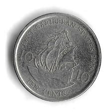 2009 East Caribbean States 10 Cents World Coin - KM# 37a