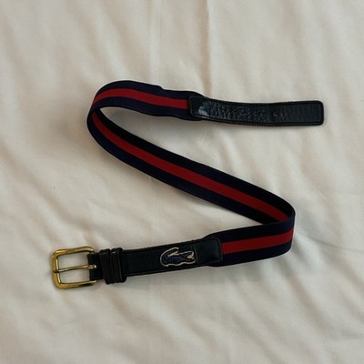 Lacoste Navy Blue & Red Striped Belt - Women's Size 26/65