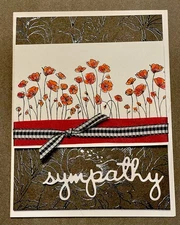 4 Stampin Up! Painted POPPIES Kit Embossed DIY  Card Kit Gingham Red Ribbon