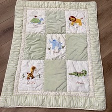 Kidsline Zanzibar Giraffe Alligator Turtle Lion Elephant Baby BlanketGreen 43x35