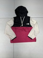The North Face Girls XXS 5 Windwall Anorak Windbreaker Pink White Hooded Jacket