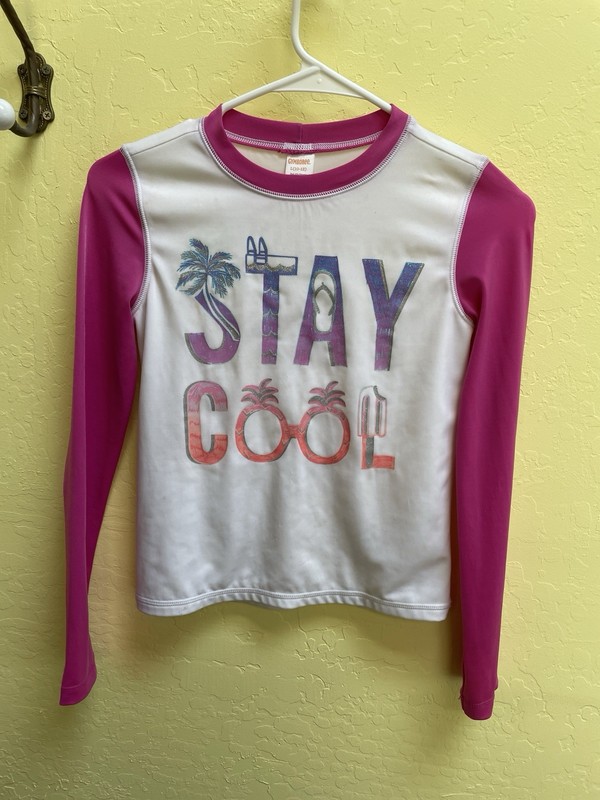Gymboree Stay Cool Sunscreen Swimwear Long Sleeves Rash Guard Top Shirt L 10-12