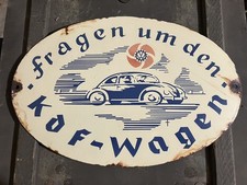 Pre Ww2 Volkswagen Enamel Sign Kdf Wagen Vw Bug Beetle Nice