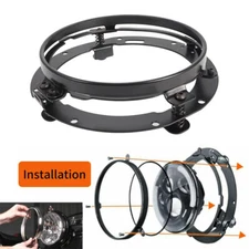 1PC 7'' Round Black LED Headlight Mounting Bracket Ring Car For Motorcycle Jeep