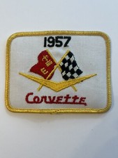 VINTAGE    1957  RACING FLAGS CHEVROLET CORVETTE EMBROIDERED JACKET PATCH LQQK