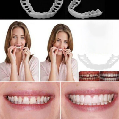 VEGCOO 3 Paar Silikon Zahnprothese - Temporäre Veneers Zum Aufstecken Für Sofort Schönere Zähne