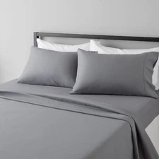 Queen Dark Gray Bed Linen Set Soft Microfiber Sheet Set with Pillowcases