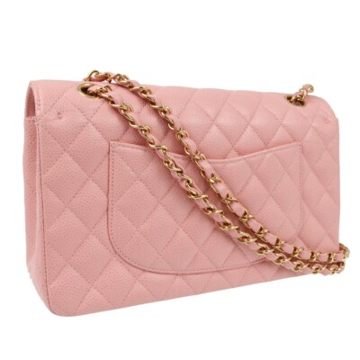 Chanel Pink Calfskin Medium Classic Double Flap Shoulder Bag