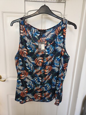 Women's size 20 Primark BNWT Vest top sleeveless blouse Navy Leaf New