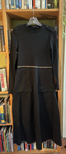 Zara Long Dress Black W/Contrasting Stitching Applets Front Pockets NWT Medium
