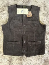 NWT Men's Retro Corduroy Waistcoat L England Style Sleeveless Jacket Casual Vest
