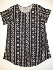 Bobbie Brooks black geometric print short sleeve  dress, Plus size 2X