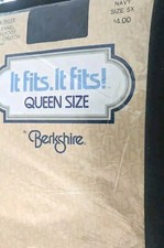 Vintage Berkshire It Fits 5X Navy Queen Sandalfoot Pantyhose Ultra Sheer NOS