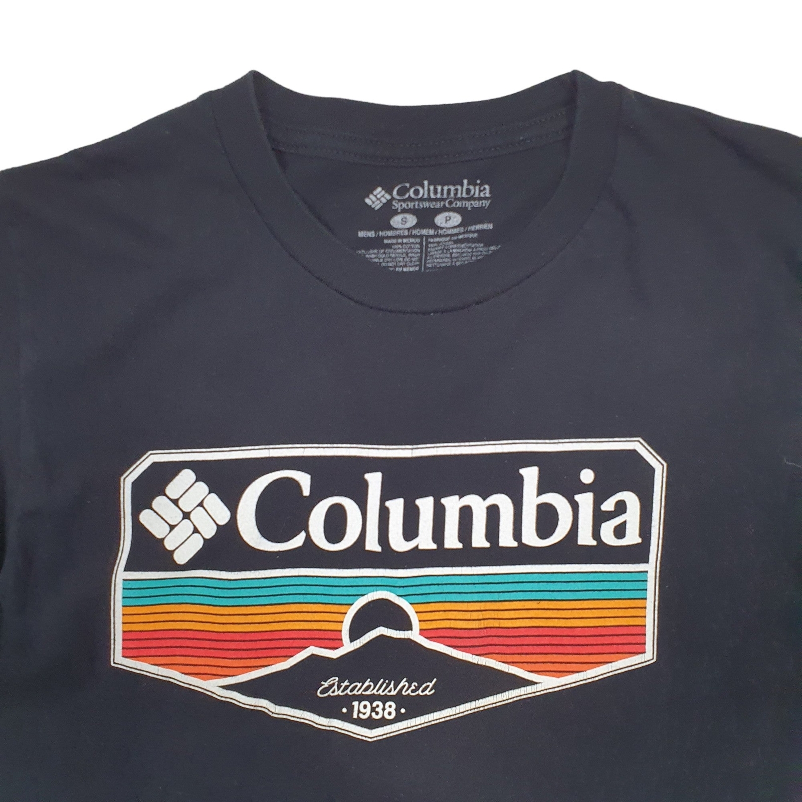 COLUMBIA SPORTSWEAR Black T Shirt Tee Spellout Short Sleeve Cotton Mens S image 3