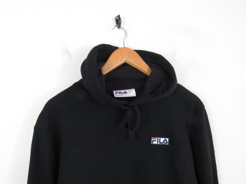 Mens Fila Black Modern Pullover Hoodie Sweatshirt Jumper Classic Logo Size S - 第 2/10 張圖片