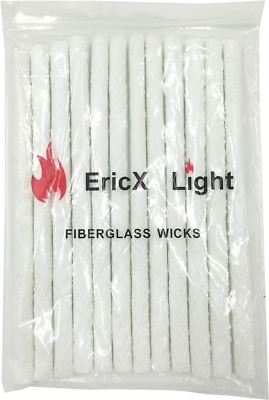 Ericx Light Long Life Fiberglass Replacement Wicks for Tiki Torch - 12 Piece - 0