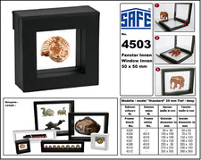 Schweberahmen-Fossilien-Tiere-Schwarz-SAFE-4503-Innen-50x50mm-Au&szlig;en-80x80x35mm