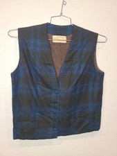 Vintage Highland Queen Plaid Tartan Blue Vest rare larger size 