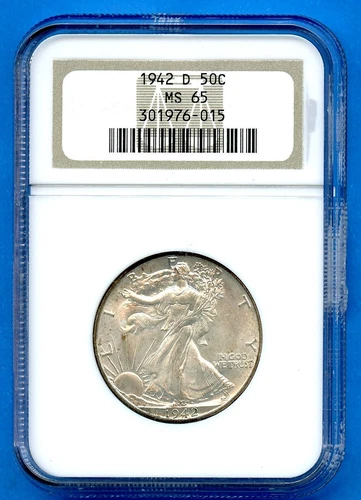 1942 D NGC MS65 Walking Liberty Half Dollar US Mint 50c Better Date 1942-D MS-65