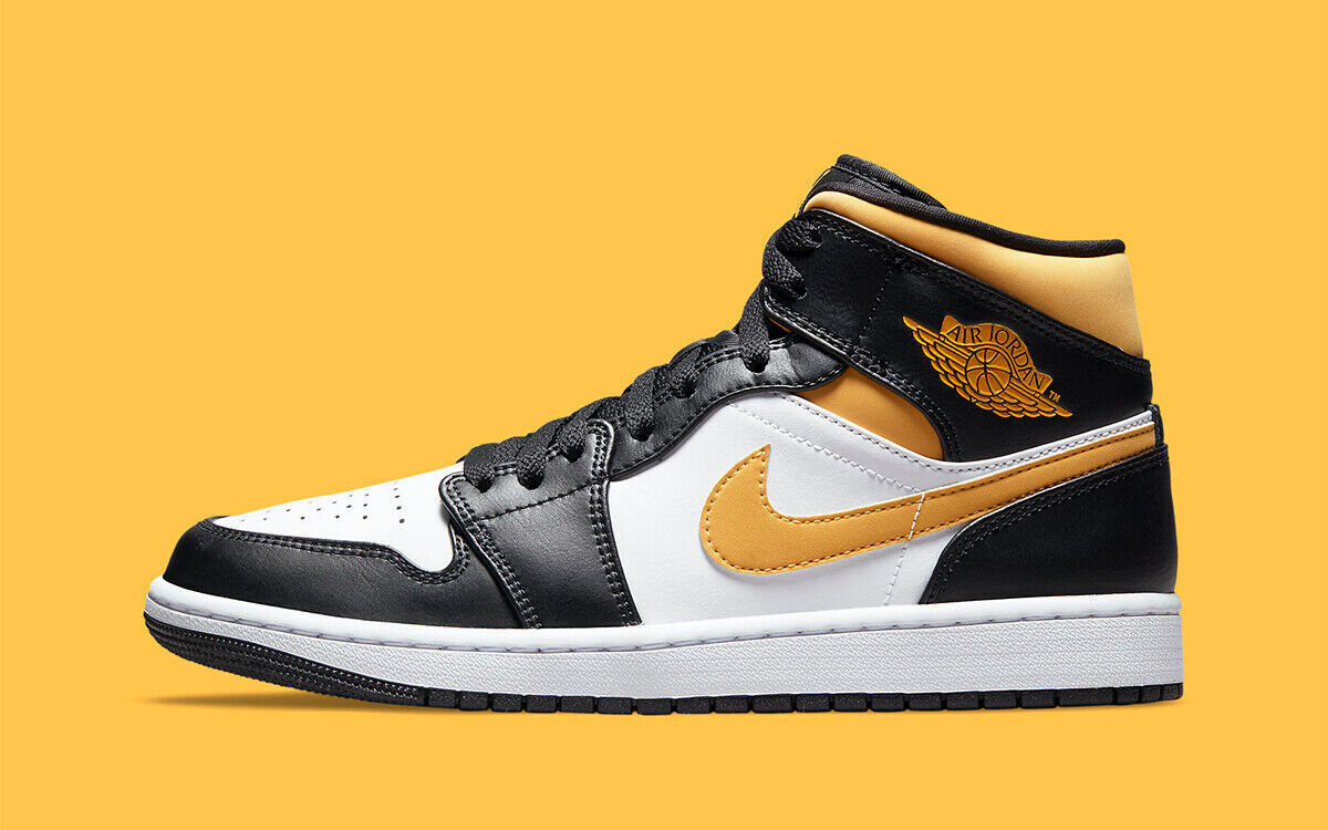 Nike Air Jordan 1 Retro Mid White Pollen Black 554724-177 Nike Air Jordan 1 Retro Mid White Pollen Black 554724-177