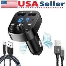 Bluetooth 5.0 Car Wireless FM Transmitter Adapter 2USB PD Charger AUX Hands-Free
