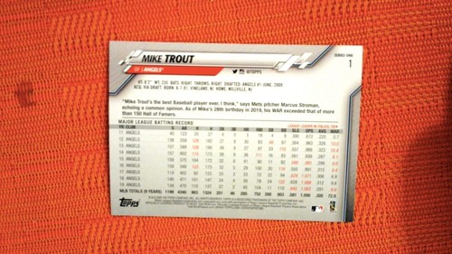 2020 Topps #1 Mike Trout Base - Picture 2 of 2