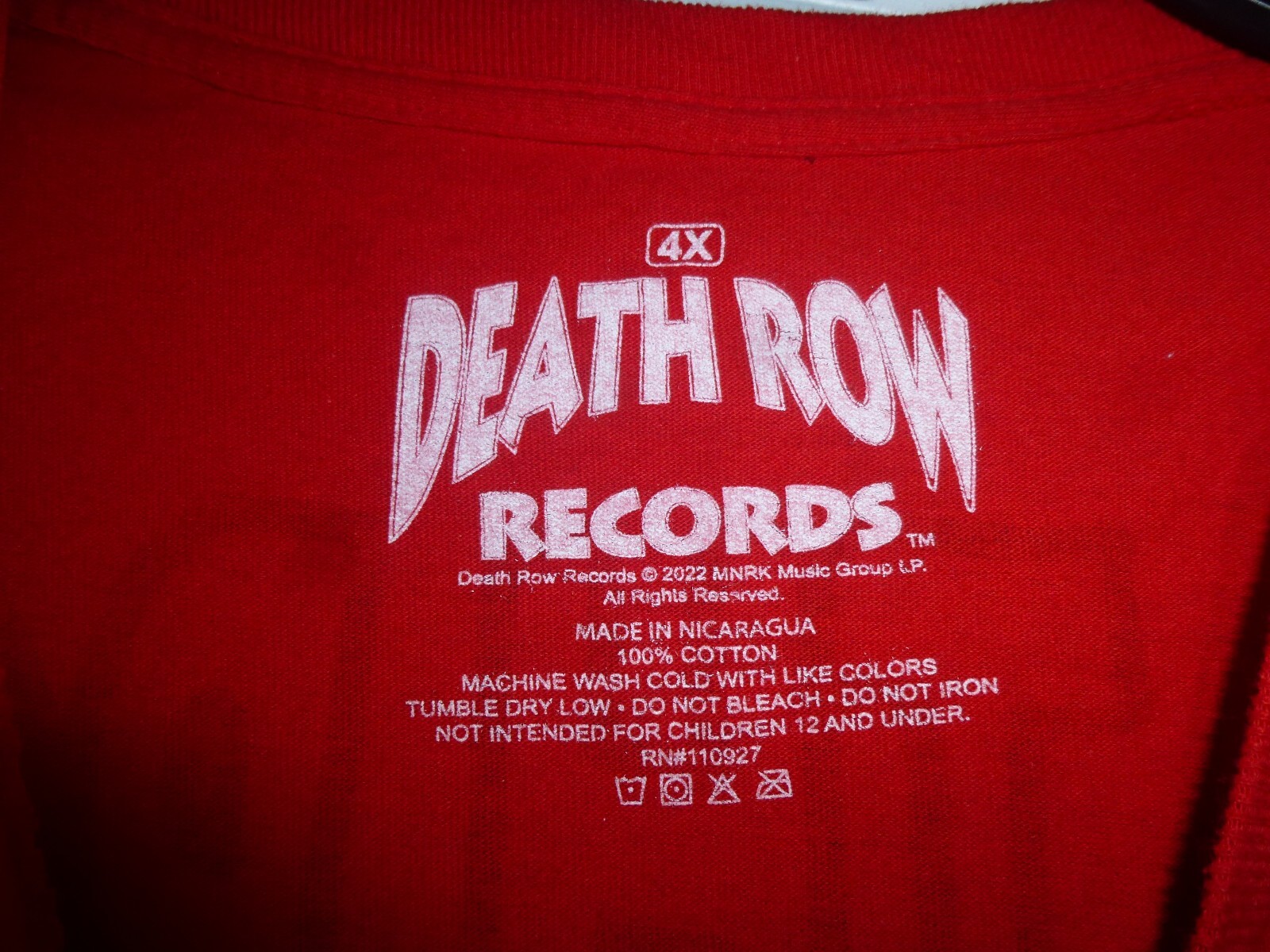 FILA T shirt Los Angeles Death Row Record taglia 4X rosso e nero design rap hip hop