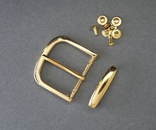 New 1 1/2" 38mm 700ab  prong pin belt buckle w/keeper gold color USA