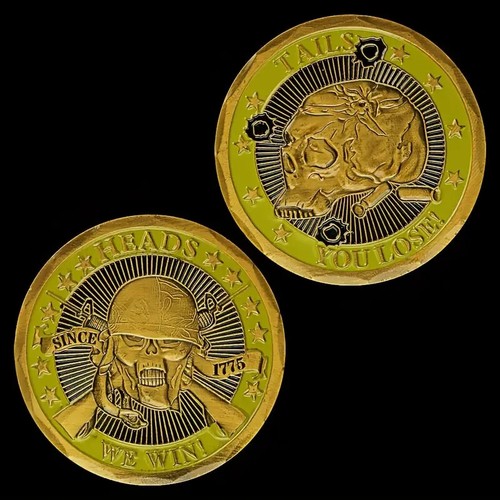 HEADS WE WIN TAILS YOU LOSE ARMY Challenge Coin Sniper Navy Marines Rangers