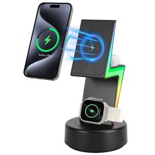 Charger Wireless Station Magnetic Charger Dock w/ 5 RGB Light Modes