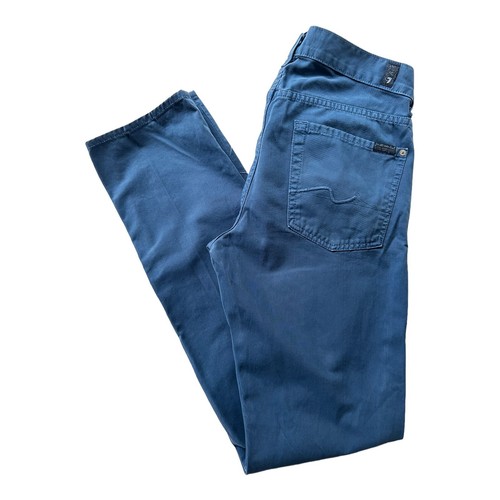 7 For All Mankind Men's Slimmy Blue Light Wash Jeans 32” x 33” - Picture 3 of 10