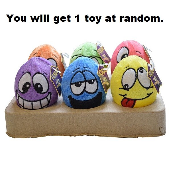 Happy Pet Egg Noggins Dog Toy Puppy Squeaky Funny Face Large Plush