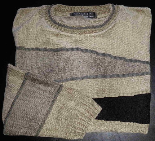 Protege Sweater Acrylic Pullover Soft Casual Sweater Tan Black Gray 2XL c1613 - 第 1/5 張圖片