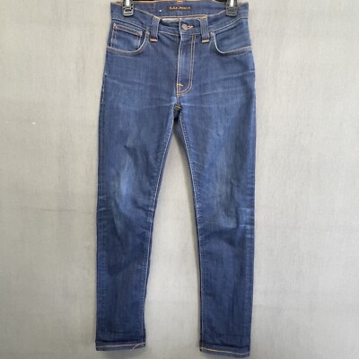 Nudie Jeans Thin Finn Dry Ecru Embo True Size W29 L29 Denim Italy Made