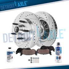 Front Drilled Rotors + Brake Pads for Chevy GMC Express Savana 1500 Tahoe Yukon