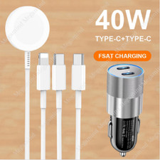 For Apple Watch Series 10 9 8 7 iPhone USB C Magnetic Cable 40W Fast Car Charger