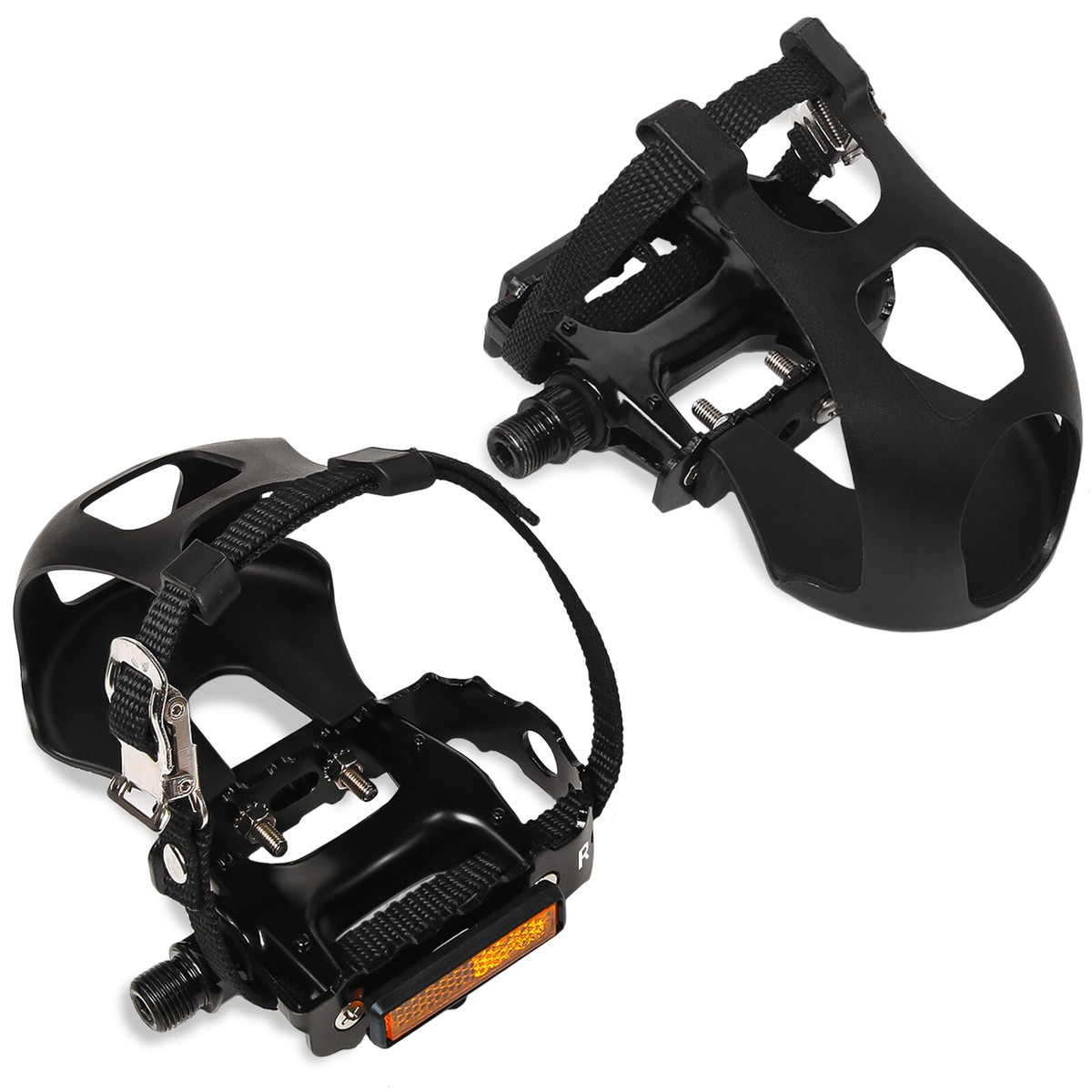 MTB Road Cycling Pedals with Toe Clip and Straps, for Exercise
